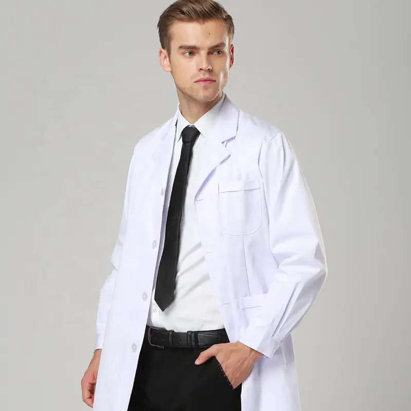 Unisex Medische Uniform Slim Workwear Uniform Schoonheid Werkkleding Gezondheid Service Scrubs Jas Witte Laboratoriumjas
