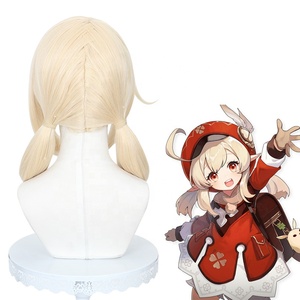 Peluca de <span class=keywords><strong>Cosplay</strong></span> de <span class=keywords><strong>Klee</strong></span> de <span class=keywords><strong>Genshin</strong></span> <span class=keywords><strong>Impact</strong></span> al por Mayor, 45 cm, Larga Mediana, Beige Mixto, Sintética, Resistente al Calor, Pelucas de Anime - Product Image 4