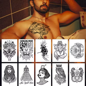 All'ingrosso figure animali egittiche a prova di acqua Non tossiche a braccio pieno falso adesivo del tatuaggio nero temporaneo adesivo del tatuaggio - Product Image 2