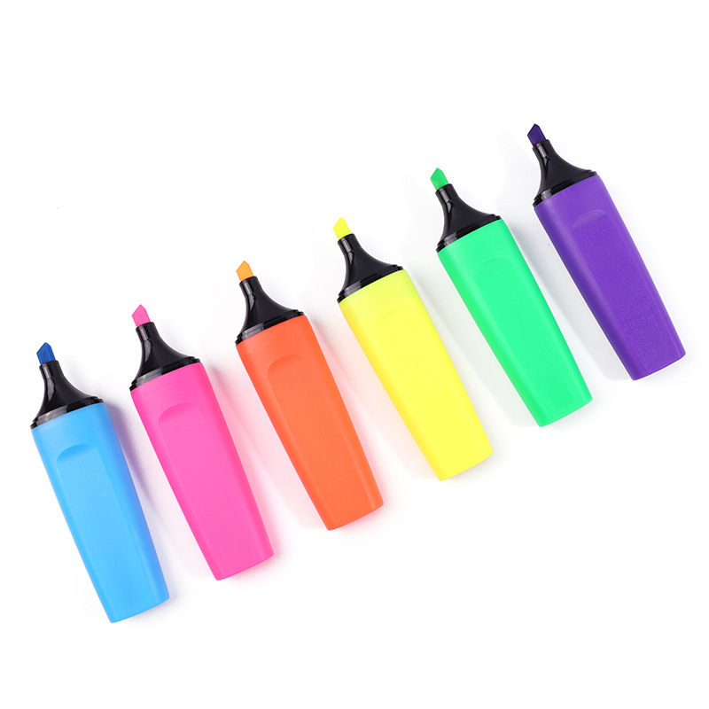 High Quality Highlighter Marker Pen Factory Supply PVC Set Flat Office & School Markers 6 Color De Resaltadores