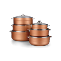 Batterie de cuisine en métal coloré, ensemble de casseroles en alliage d'aluminium de bonne qualité, deux poignées, design contemporain, vente chaude, épaisseur 2,5 mm, compatible gaz