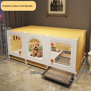 Jaula para Perros Pequeños con Baño Integrado, Caseta de Alambre de Hierro, Una Habitación, Una Sala de Estar, Villa para Cachorros, Hogar Interior - Product Image 5