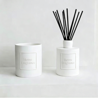 Ensemble diffuseur de parfum en céramique avec bocal à bougie blanc minimaliste et logo personnalisé en relief