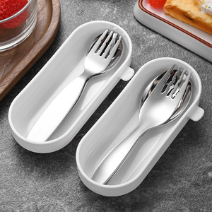 Earl trẻ em thép không gỉ 304 kim loại Bộ đồ ăn thiết lập ngắn xử lý ngã ba và muỗng với hộp lưu trữ bền vững tính năng - Product Image 4