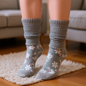 Chaussettes en coton pour femmes DB, motif floral, longueur cheville, légères, hiver, taille unique - Product Image 2