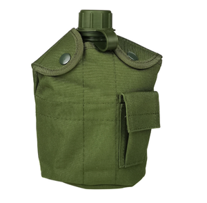DFS27 Wholesales Promotion Camouflage Camping Outdoor Travel Portable 1L <b>Water</b> <b>Bottle</b> with Fabric Cover Bag and Molle <b>Clips</b> - Product Image 1