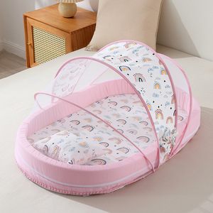 Literie pour bébé Premium 100% coton moustiquaire pliée et lit Design portable usage domestique éponge épaissie berceau pour bébé - Product Image 4