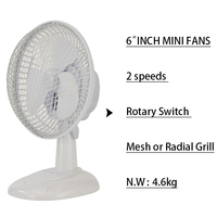 Ventilateur Mini Portable à Alimentation CA/CC, 6 Pouces, 3 Pales, Rechargeable, pour Maison et Bureau