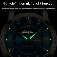 Aili Feida Montre à quartz pour homme avec bracelet en acier inoxydable, fermoir double à pression, résistance à l'eau 30M, cadran à aiguilles lumineuses, 41 mm