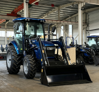 Tracteur agricole HANYE 75HP 4x4 avec moteur diesel Yunnei, chargeur frontal, climatisation, cabine, longue durée de vie, haute performance
