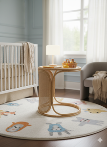 โต๊ะข้างทำจากหวายธรรมชาติทำด้วยมือโต๊ะกลมเน้นไม้เท้าสำหรับห้องนั่งเล่นหรือห้องนอน - Product Image 2