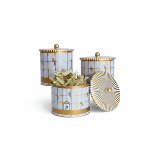 Kontensan Round <b>Metal</b> <b>Tin</b> Canister Set Dia 175mm (3Pcs) with Vintage Birdcage Design and Colorful Birds - Product Image 2