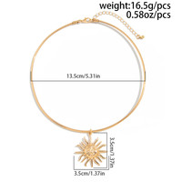 [Gorgeousxx] Collier ras du cou fin en métal doré lisse rétro pour femmes, pendentif soleil, bijoux