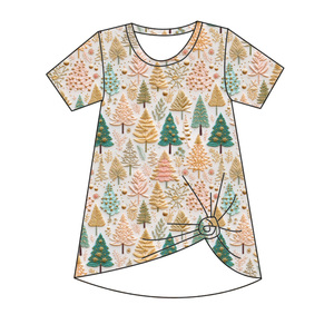 Nuovi Arrivi Abbigliamento Boutique per Bambini Vestito T-shirt a <span class=keywords><strong>Maniche</strong></span> Corte in Bambù con Stampa Natalizia Scatola a Sorpresa - Product Image 2