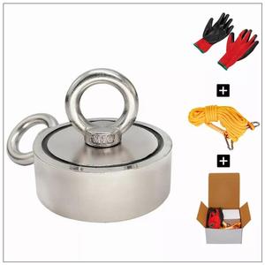מותאם אישית סופר חזק עגול Neodymium כפול צדדי דיג מגנט 300KG 660LBS N35 D94mm Ndfeb מגנט תעשייתי מגנט קבוע - Product Image 1