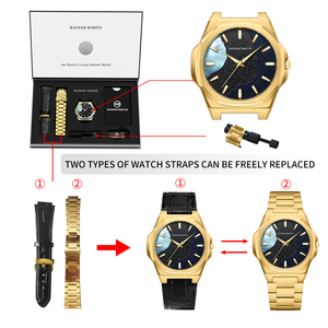 Reloj de pulsera de cuarzo minimalista para hombre, de la marca HANNAH MARTIN, con esfera ultrafina, en caja de regalo, ideal para negocios. - Product Image 6