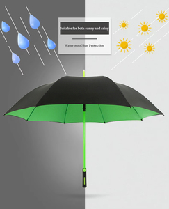 Parapluie Droit Automatique Double Couche Coupe-Vent Haute Qualité et Durable en Tissu Pongee 190T Noir et Jaune pour le Golf - Product Image 3