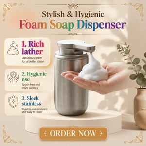 Dispenser Automatico di Sapone a Schiuma con Sensore a Infrarossi, 350mL, Stile Moderno, Alta Qualità, Produzione Originale OEM in Acciaio Inox 304 per Hotel, Cucina e Bagno - Product Image 2