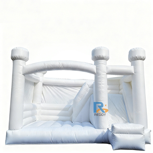 قلعة نطاطة قابلة للنفخ أنيقة بيضاء للزفاف مع زلاقات للاستخدام الخارجي، قلعة نطاطة صغيرة قابلة للنفخ للاستخدام في الهواء الطلق - Product Image 3