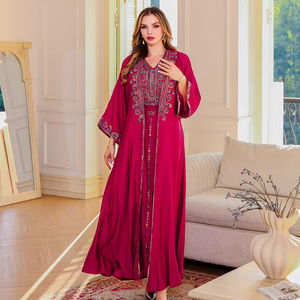 Store Treasures Elégante Abaya brodée arabe Robes musulmanes festives deux pièces pour femmes Robes du Moyen-Orient grande taille - Product Image 1