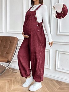 Salopette de maternité décontractée en velours côtelé à taille ajustable pour femmes enceintes européennes et américaines, idéale pour l'automne et l'hiver - Product Image 4