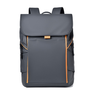 Mochila de Viaje Ejecutiva para Hombre de Alta Calidad y Elegante, Anti-Robo, de PU con Forro de Lona y Rayas Amarillas en Contraste - Product Image 2