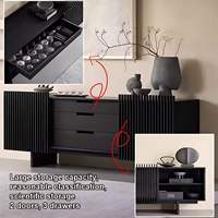 Buffet de salle à manger d'hôtel moderne, armoire de rangement en MDF/rotin, 2 portes coulissantes, 3 tiroirs, armoire de rangement écologique