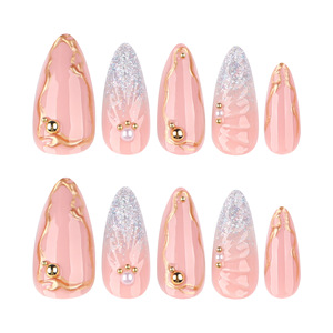 Huapan Navidad 3D Nail Art francés acrílico cubierta completa <span class=keywords><strong>uñas</strong></span> postizas con pegamento <span class=keywords><strong>uñas</strong></span> artificiales ataúd Prensa en puntas de <span class=keywords><strong>uñas</strong></span> - Product Image 1