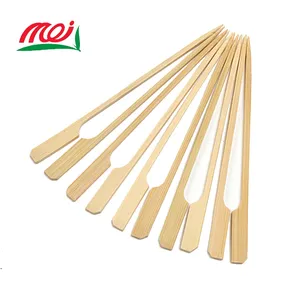 Menyesuaikan logo alami dayung bambu datar tusuk sate bambu barbekyu