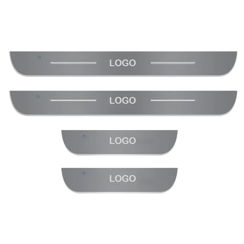 カスタマイズされた車のドア照明付きシルライトロゴプロジェクターランプパワームービングLEDウェルカムペダルカースカッフプレートペダルシンフォニー