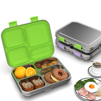 Aohea Boîte à nourriture 4 compartiments 304 isolée en acier inoxydable Boîte à lunch portable pour le stockage des aliments Boîte thermique Lanch pour enfants