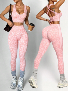 Vêtements de <span class=keywords><strong>yoga</strong></span> pour femmes de style européen et américain, imprimé léopard, dos croisé, sans couture, adaptés au fitness et au sport - Product Image 6