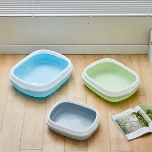 Vente en gros Boîte à litière en plastique semi-fermée pour chat Toilette pour chat