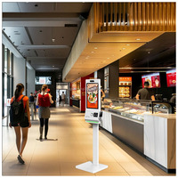 Kiosque de commande de restaurant en libre-service à écran tactile intelligent, terminal de paiement par code bidimensionnel, écran d'affichage de menu sur pied