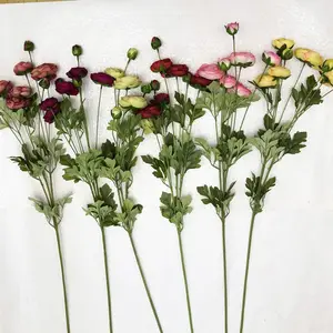 GIGA cheaper price burgundy ranunculus flower artificial wedding decoration materials colorful 8 heads silk artificial ranunculu