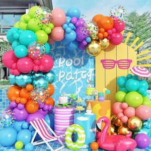 Kit de Arco de Globos Multicolor para Verano, Globos Azules, Morados, Naranjas, Verdes, Rosas, Dorados y Arcoíris para Decoración de Fiestas de Cumpleaños Infantiles Hawaianas - Product Image 1
