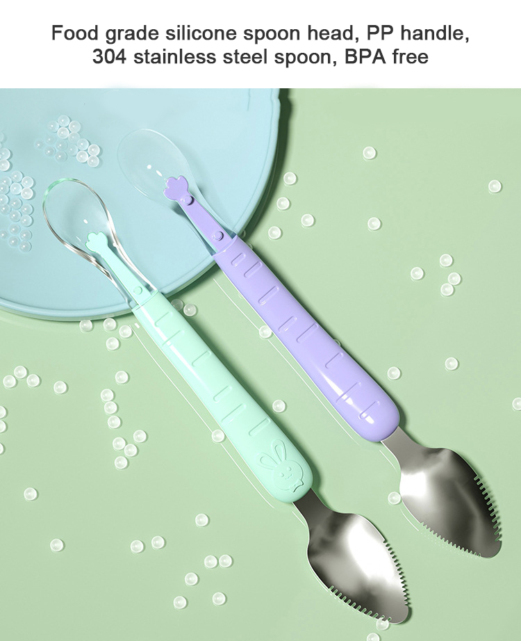 Multifunctional mud scraping spoon two-headed Dual-purpose Fruit Scraping Stainless Steel Spoon BPA Free
