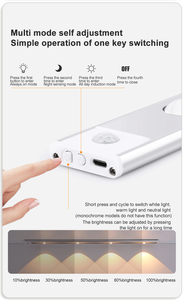 Luz Led con Sensor de microondas para pasillo, lámpara de brillo ajustable, lámpara Led activada por movimiento blanco para armario - Product Image 6