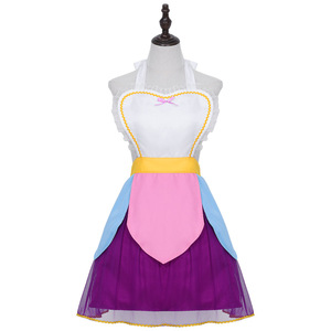 Costume de cosplay La Belle et la Bête pour femme, robe de théière, style tablier, violet, rose, bleu, jaune - Product Image 1
