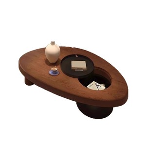 Solid Wood Irregular <b>Coffee</b> <b>Table</b> Modern Minimalist Living Room Furniture Storage Efficient Design <b>Small</b> Apartment Use - Product Image 5