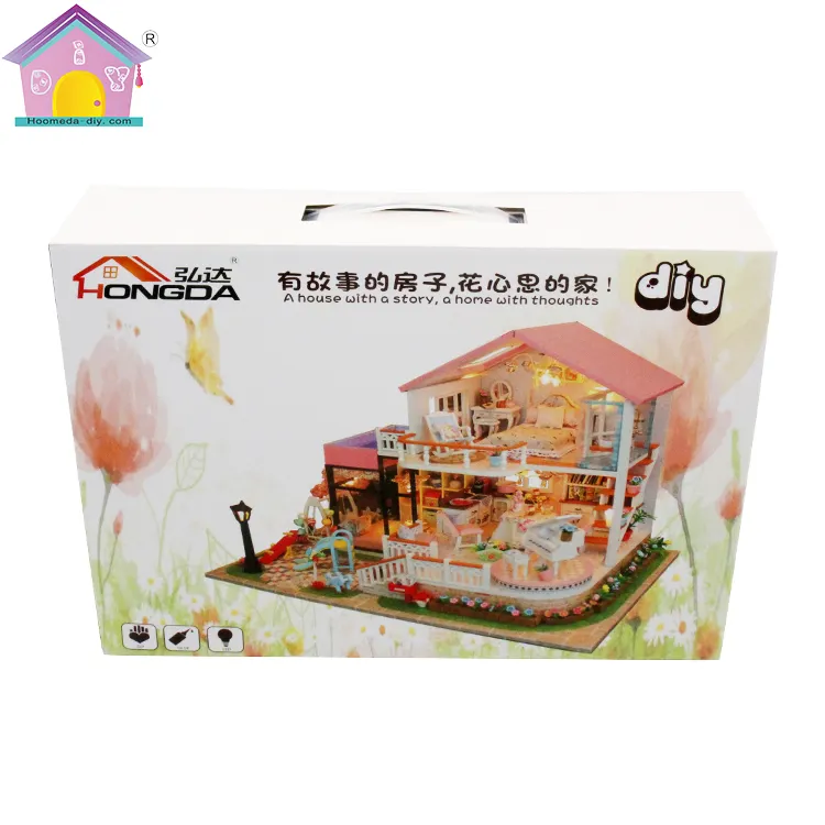 Hongda minyatür dollhouse diy minyatür ev kiti toptan kızlar için ahşap bebek evi