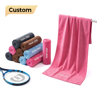 Serviette de sport rafraîchissante en microfibre unie, portable, carrée, haute absorption, en matériau tricoté doux, vente en gros