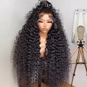 Atacado peruca dianteira brasileira do laço do cabelo humano, peruca frouxo do laço do cabelo virgem da onda para mulheres negras, pre arranca peruca do laço com cabelo do bebê