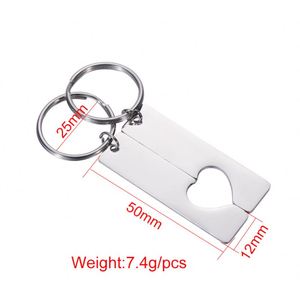 Porte-clés en métal vierge personnalisable en acier inoxydable poli miroir, avec gravure cœur mignon, pour couple, souvenir de diplôme, cadeau pour ami(e) - Product Image 5