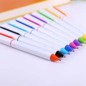 قلم تصعيد مطبوع بالكامل من البلاستيك الأبيض للإعلان عن الهدايا الترويجية