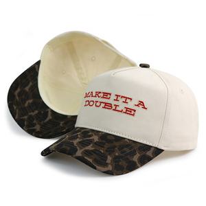 Topi ayah olahraga katun 5 Panel kualitas tinggi dengan Logo kustom bordir 3D grosir topi bisbol Gorras OEM dengan cetak macan tutul - Product Image 5