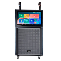 Machine de karaoké Android avec écran tactile de 18,5 pouces, haut-parleur de 12 pouces, WiFi, 2 micros sans fil