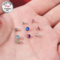Perhiasan tindik dermal titanium zircon ASTM F136 G23 ukuran 14G M0.9/1.2, model basic, untuk tulang selangka.