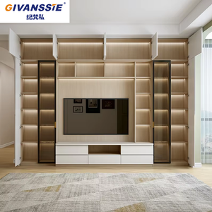 Meuble de salon moderne avec support TV LED et armoire de rangement réglable pour l'organisation et la présentation des appareils multimédias - Product Image 1