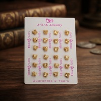 Boucles d'oreilles clous JXX plaqué or 24 carats, petites, mignonnes, en forme de cœur, pour femme, mini-boucles d'oreilles rondes, bijoux de mode, vente en gros